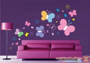 Amusing-butterfly-paintings-with-purple-paint-color-ideas-living-room-walls-with-beautiful-sofa-and-floor-lamp-modern-designs