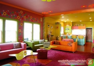 Cheerful-paint-color-ideas-living-room-walls-for-fascinating-living-room-decor-with-flower-patterns-and-fancy-modern-furniture-with-pink-rug