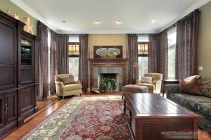 Living room with slate fireplace