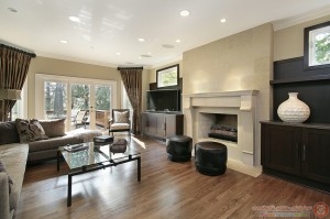 Living room with fireplace