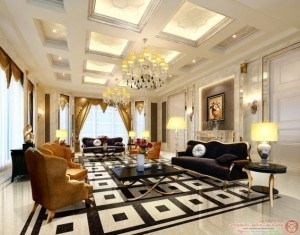 Living-room-ceiling-and-floor-interior-design-European-style