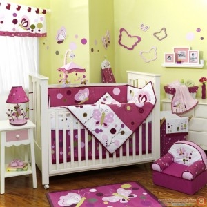bedroom-cute-custom-white-portable-crib-with-toddler-rail-as-well-as-pink-mini-shade-lamps-on-white-nightstand-also-chic-pink-rugs-on-wooden-floors-inspiring-baby-girl-room-ideas-cute-baby-girl-room-i-945x945