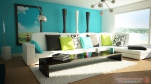 blue-wallpaper-living-room