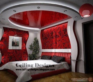 circular-red-bedroom-ceilings-design-with-amazing-lighting