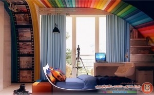 colorful-bedroom-ceiling-designs-decorated-by-printable-fabr