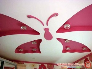 ديكور-اسقف-اطفال-جبس-احمر-على-شكل-فراشة
