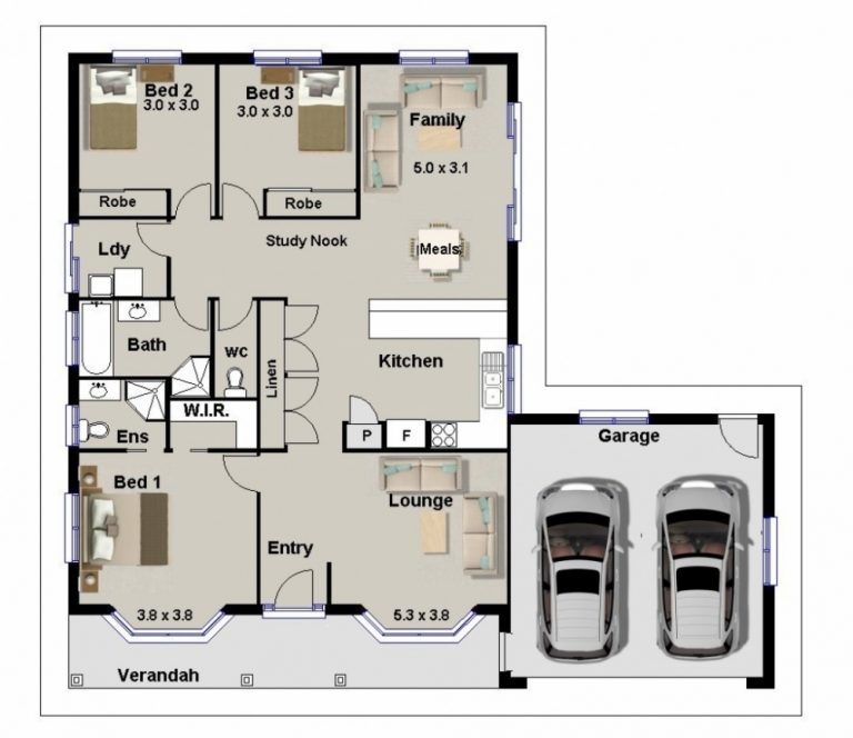 3 Bedroom Home Design Plans Marvelous Small House