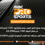 تردد قناة ام بي سي برو سبورت الرياضية MBC PRO SPORT قمر نايل سات و عرب سات