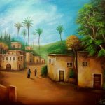 رسم طبيعة على قماش. الوان اكريليك.