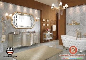 حمامات 2014اطقم حمامات خياليه حمام ذهبي مع فضي حمامات قصورتصميم حمام الواسع